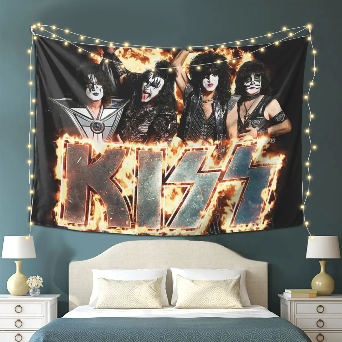 

Kiss Rock Band Retor Tapestry Wall Hanging Aesthetic Home Decoration Tapestries for Dorm Room