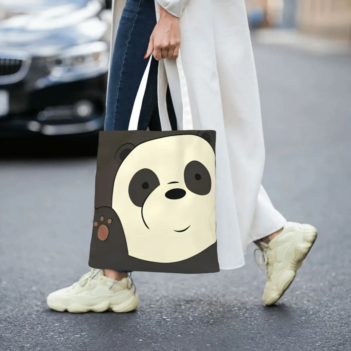 We Bare Bears Panda Canvas Tote Handbag Funny Panda Animal Grocery Torby na zakupy wielokrotnego użytku dla Unisex