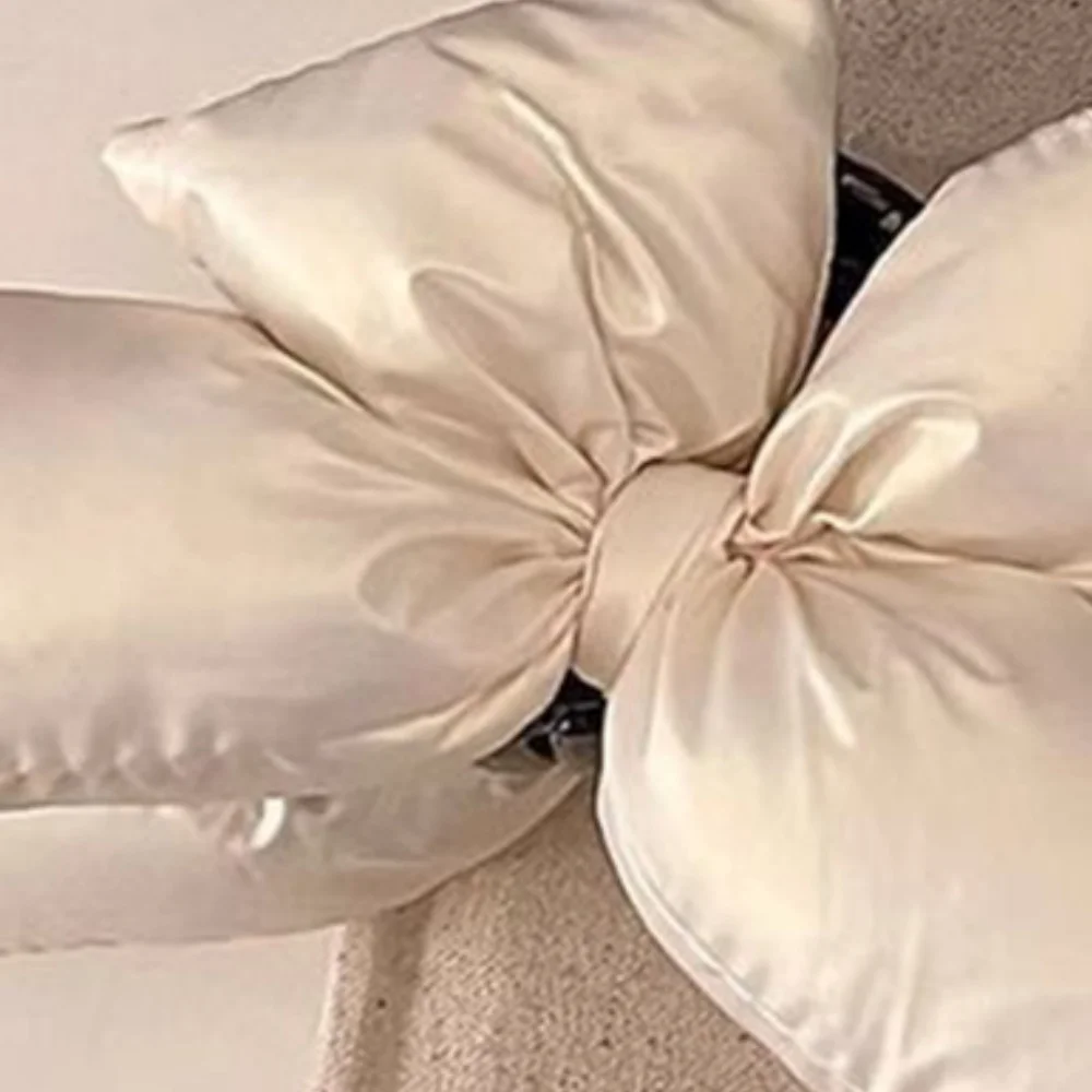 

Bowknot Hair Clip Large Size Ponytail Clip Black Leather Clamp Cotton Stuffing Hair Claw Simple Hair Accessory Fashion Hairpins