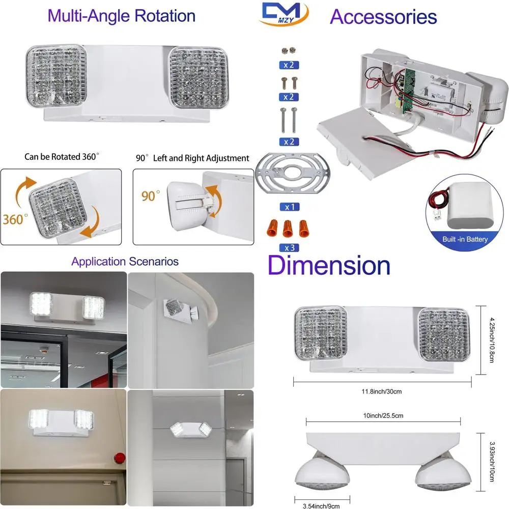 

6-Pack Commercial Grade Adjustable LED Emergency Lights, 120V/277V AC, UL Certified