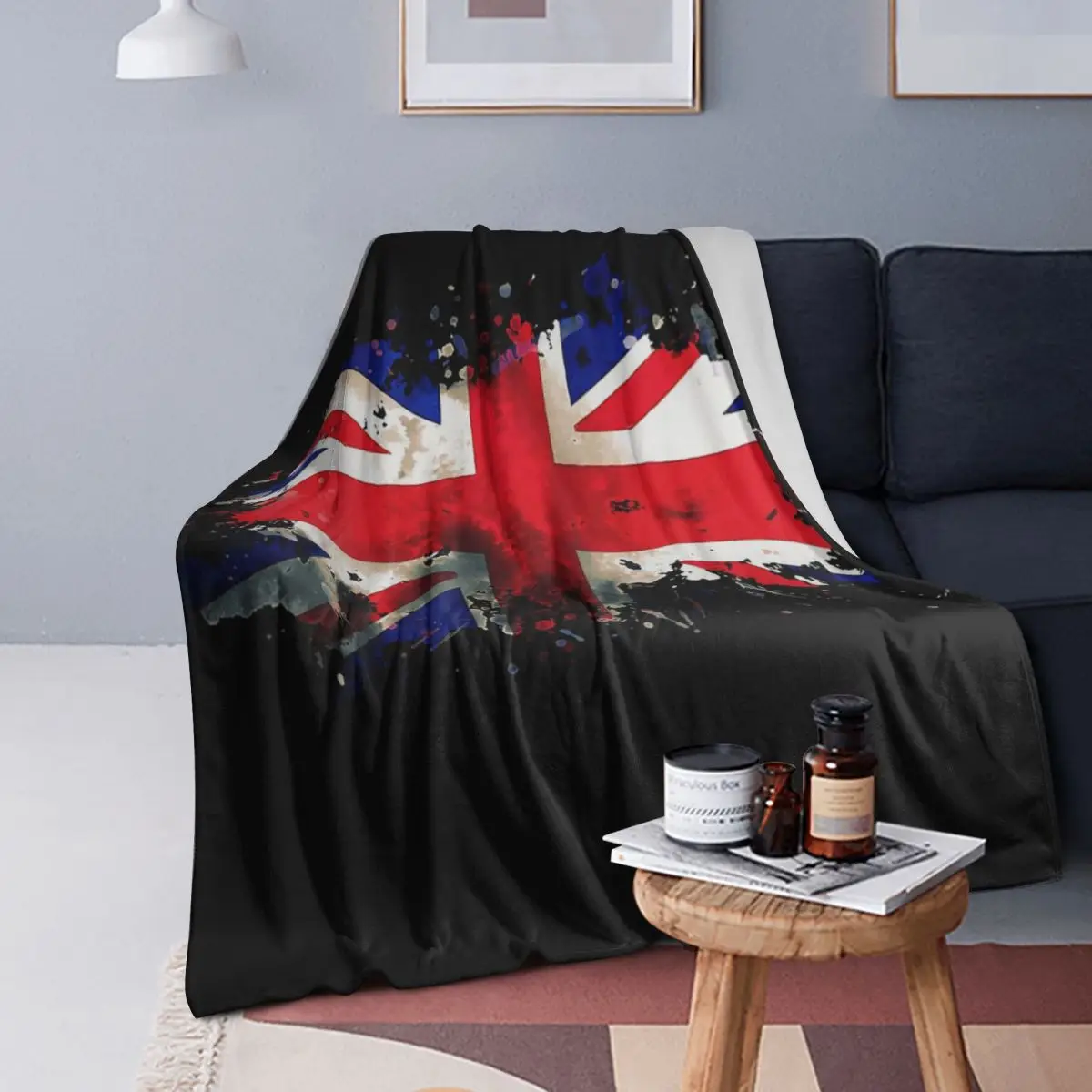 

Vintage UK British Flag Sherpa Blankets Soft Warm Flannel Throw Blanket Cover for Bed Living room Picnic Travel Home Couch
