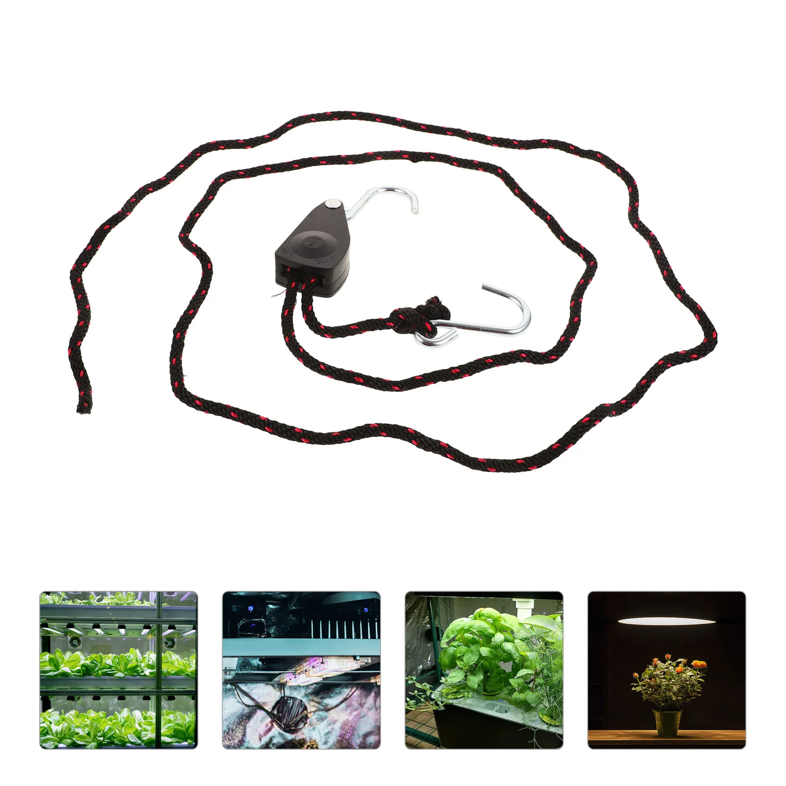 2 قطعة شماعة ضوء النبات مع خطاف حبل قابل للتعديل مشبك تعليق عالي التحمل لأضواء نمو الخيمة إعداد الحديقة الداخلية #4