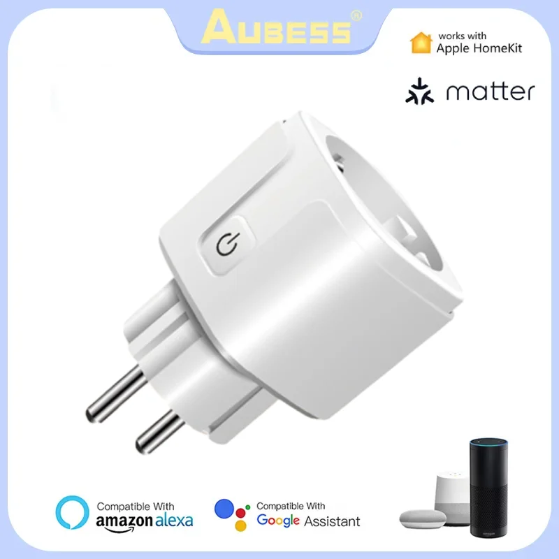 

16A Matter Wifi Smart Plug EU With Energy Monitor APP Voice Control Work with Apple Homekit Alexa Google Home Smartthings