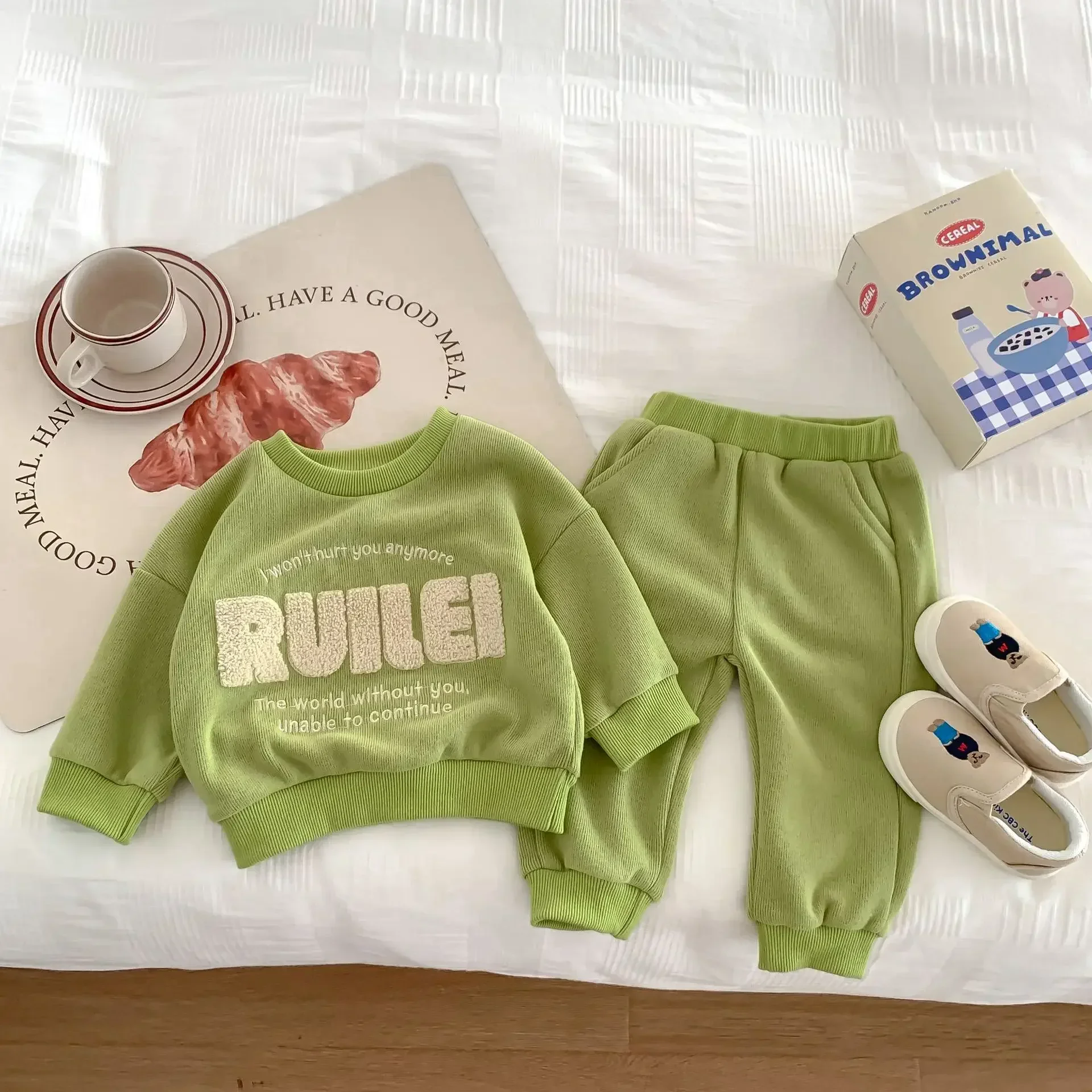 

2025 Autumn Spring Unisex Infant 2PCS Outfits Letter Print Sweatshirt+Pants Set Baby Boy Girl Toddler Clothes 0-3 Years