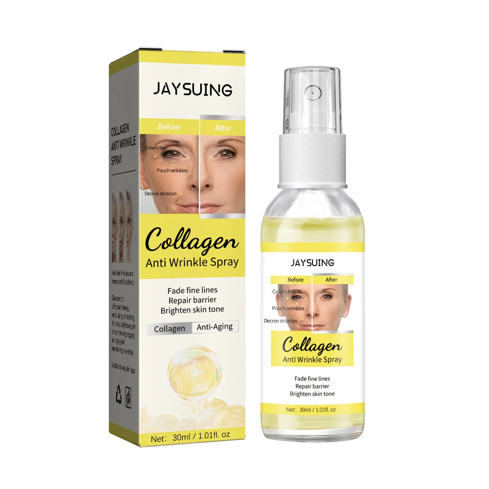 

Best Price Jaysuing Collagen Anti-wrinkle Spray Reduces Fine Lines Melanin Precipitation Moistens and Tightens