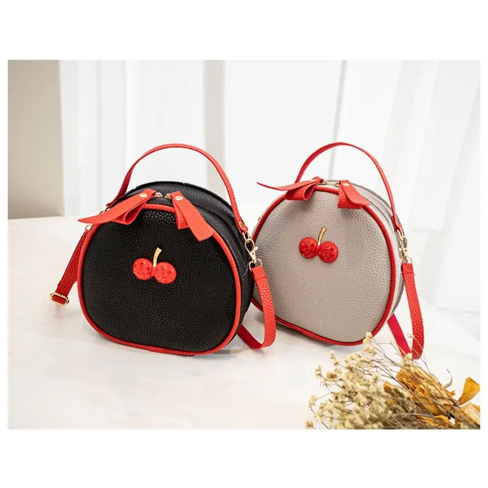 Fashion Women Contrast Color Cherry Small Backpack PU Leather Crossbody Bag Women\'s Shoulder Bag Messenger Phone Handbag