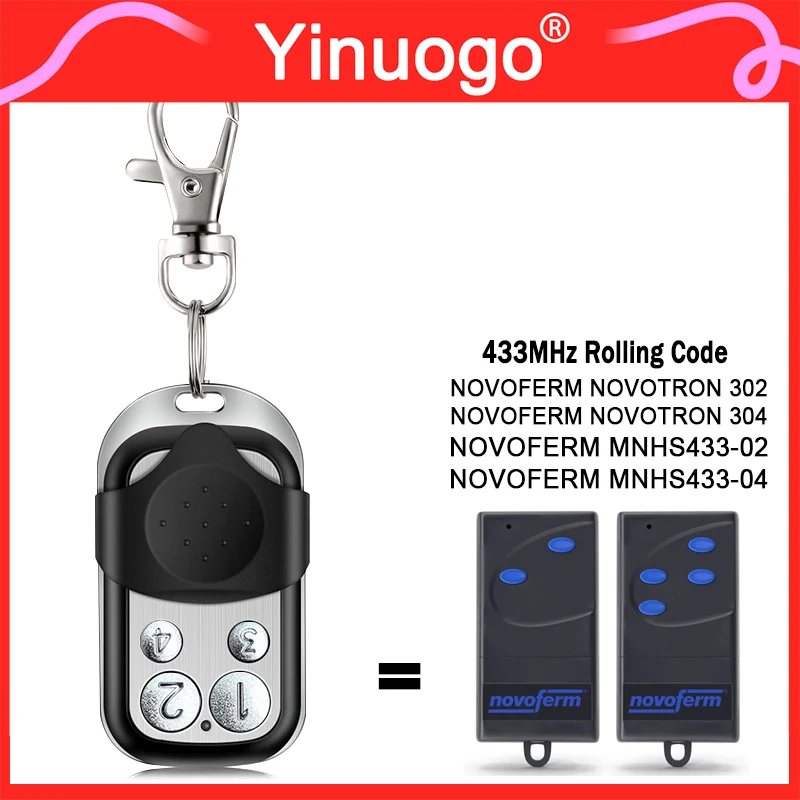 

For NOVOFERM MNHS433-02 MNHS433-04 Gate Remote Control 433MHz Rolling Code Compatible With NOVOFERM NOVOTRON 302 304