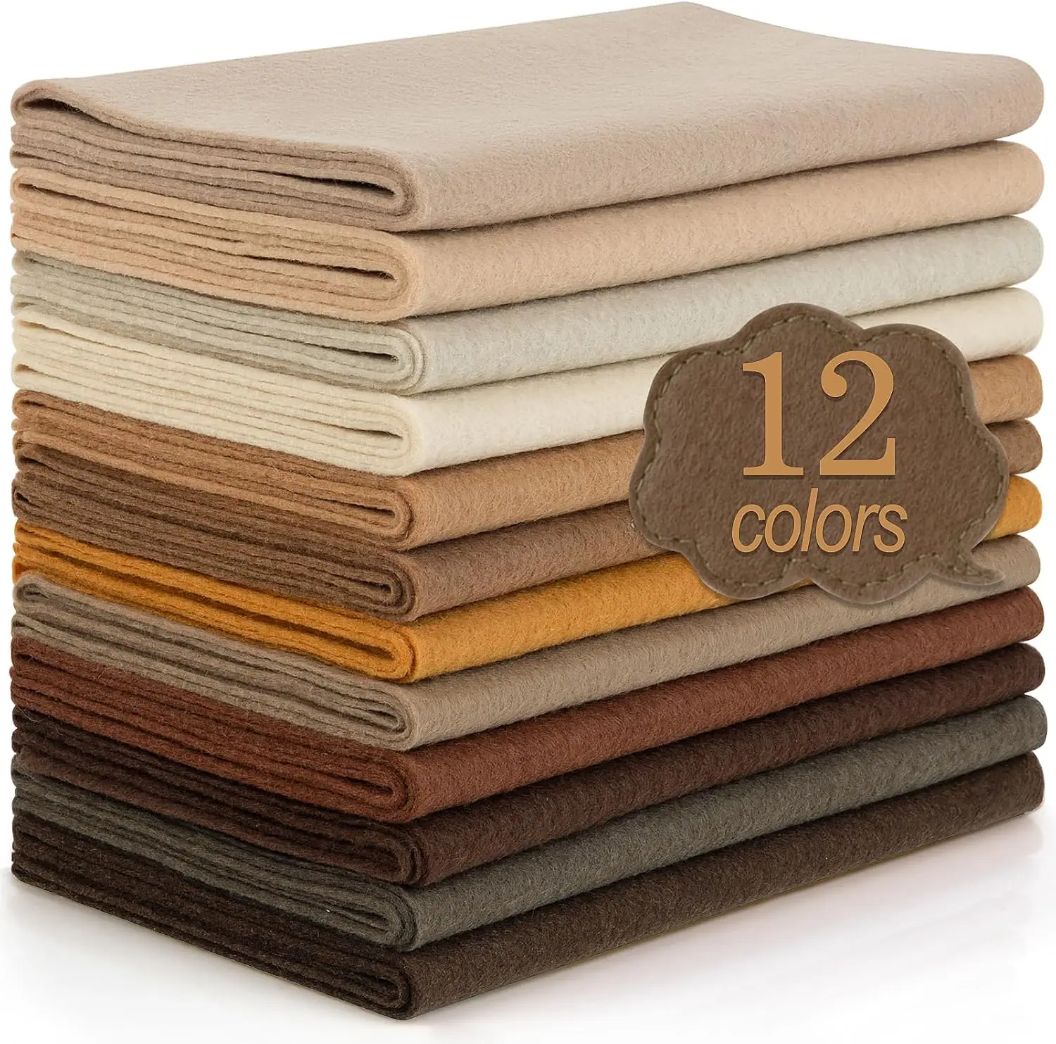 

12 Rolls 8"x35" 1.4mm Thick Soft Felt Fabric Sheets Brown Tone Assorted Colors for DIY Craft Sewing Nonwoven Patchwork