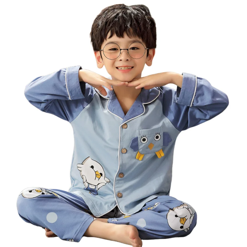 

Детский комплект ночного белья для мальчиков, весенне-осенние брюки с длинными рукавами с героями мультфильмов, хлопковый пижамный комплект, одежда для дома, удобный пижамный комплект из двух предметов
