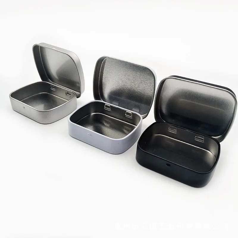 Small Empty Metal Tin Silver Black White Flip Storage Box Case Organizer for Money Coin Candy Key Container Jar Cans