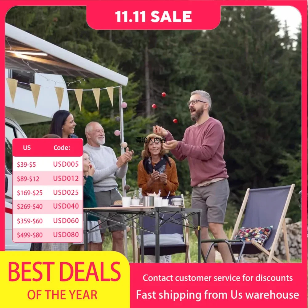 

Camping table lightweight foldable large, portable camping table with aluminum roller shutter top and tote bag for outdoor use