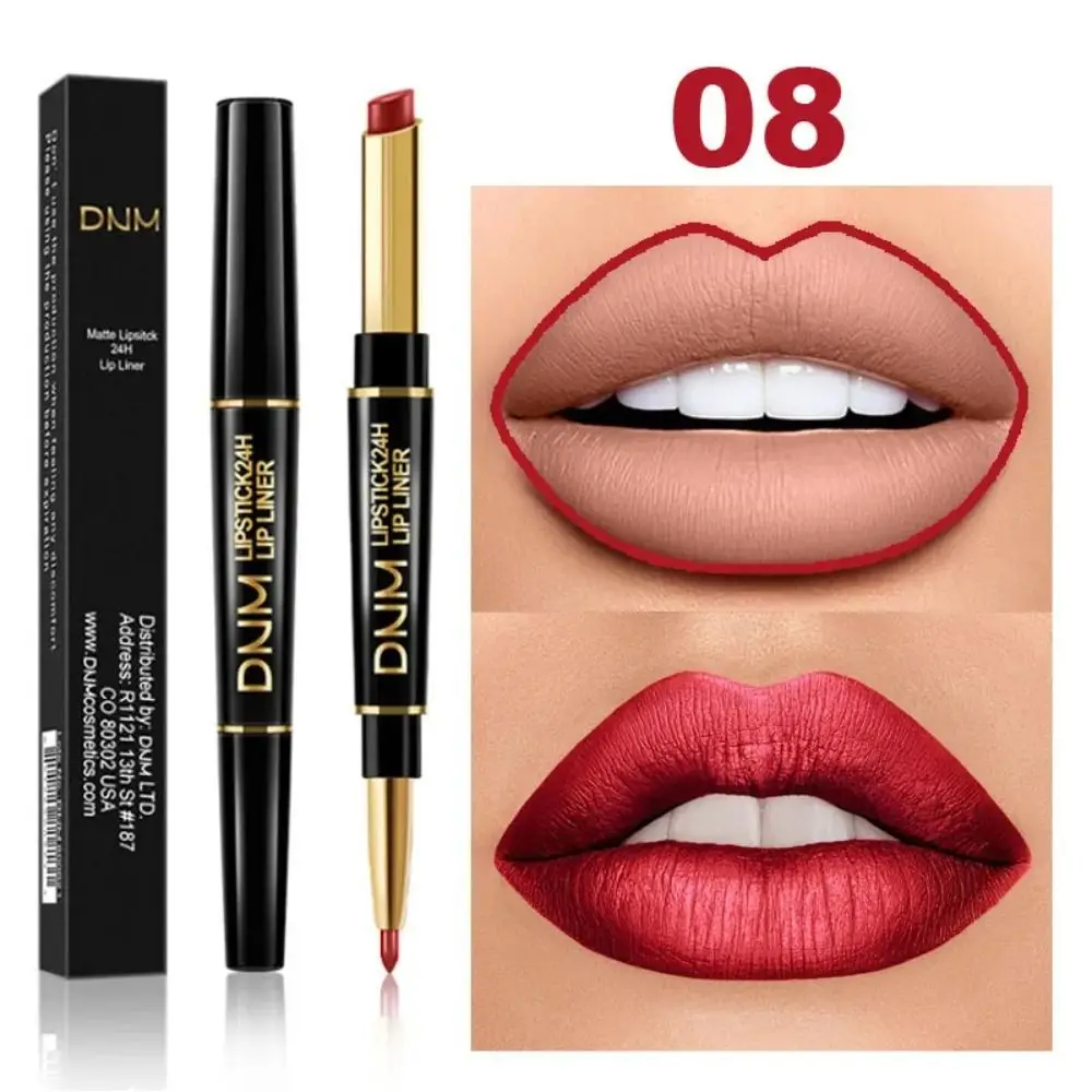 Two In One Double Ended Matte Lipstick Water Proof Long Lasting Liner Pencil Non Fading Moisturizing Makeup Tool Women