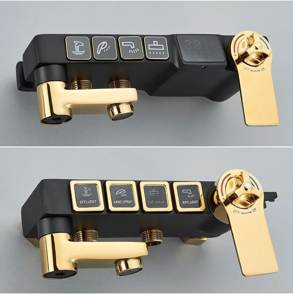 Sistema de ducha de baño Digital frío y caliente, cabezal de ducha de lluvia de 12 pulgadas, grifos de baño de cobre, juego de ducha Digital termostática