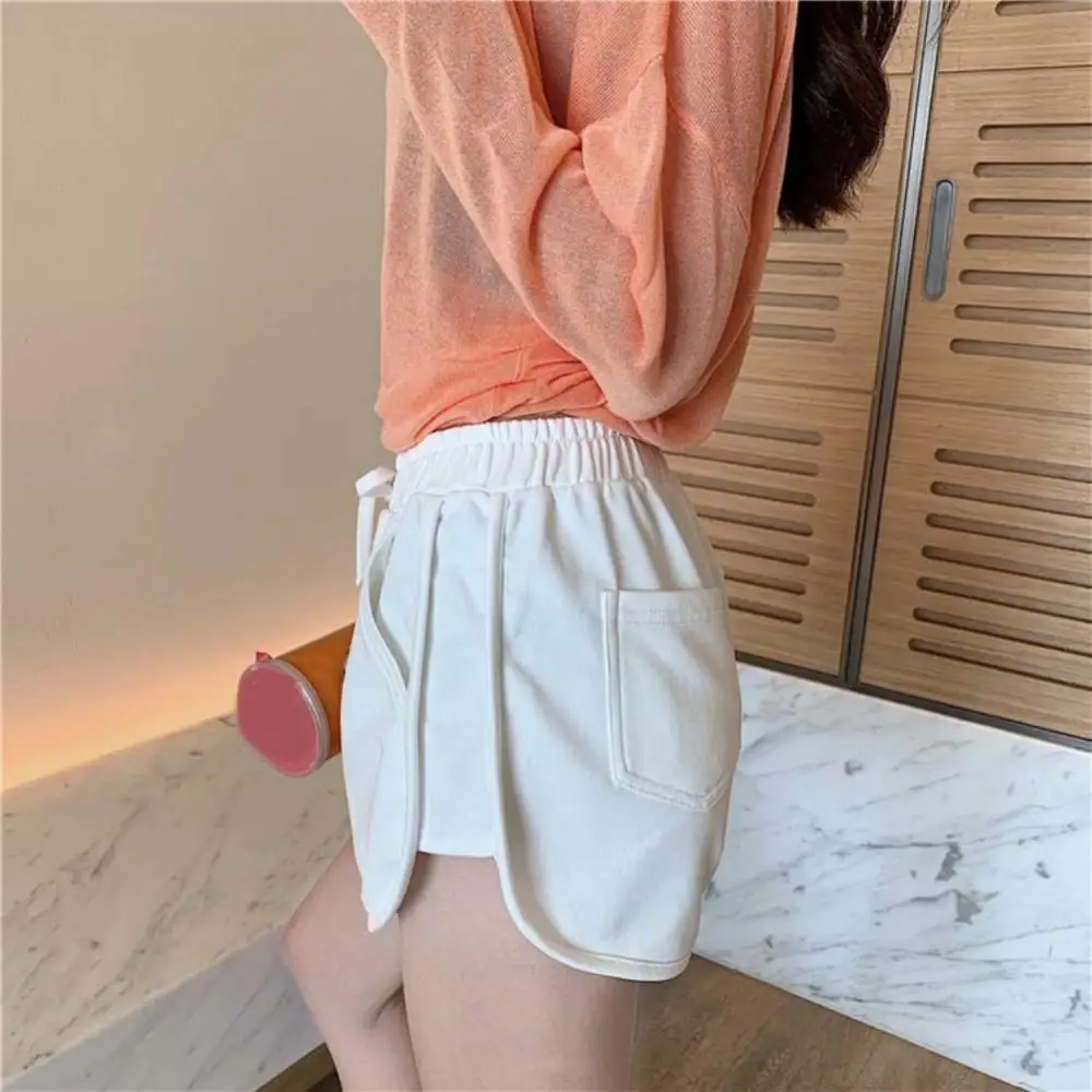 Drawstring Short High Waist Women Shorts Casual Solid Color Shorts Loose Pockets Running Shorts Home Running Shorts