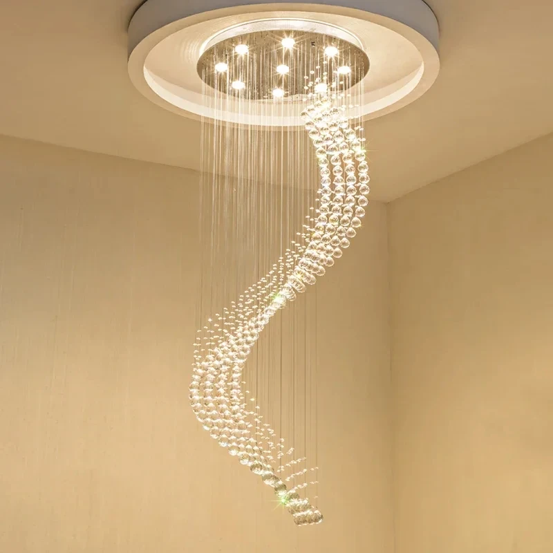 Imagem -05 - Modern Single Spiral Led Chandelier Grandes Lâmpadas Pingente de Cristal Escada Espiral Lobby Hotel Sala de Estar Sótão Decoração para Casa