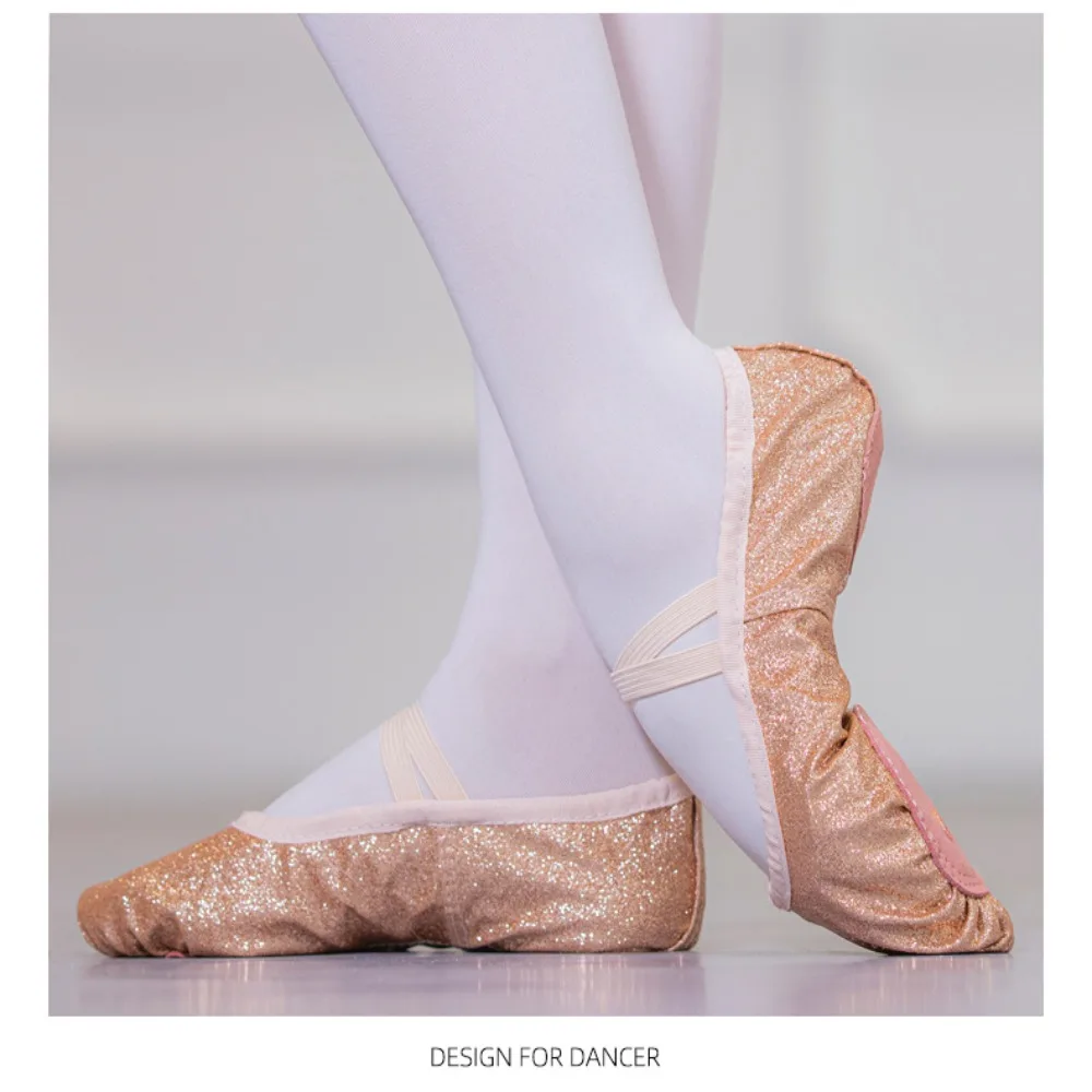 1 Pair of Indoor Rose Gold Girls' Ballet Shoes Elastic Soft Sole Cat Claw Shoes Lovely Professional Princess Shoes Stage