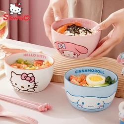 New Sanrio Household Ceramic Bowl Cartoon Cute Hello Kitty My Melody Cinnamoroll Pattern Ceramic Bowl Children's Tableware