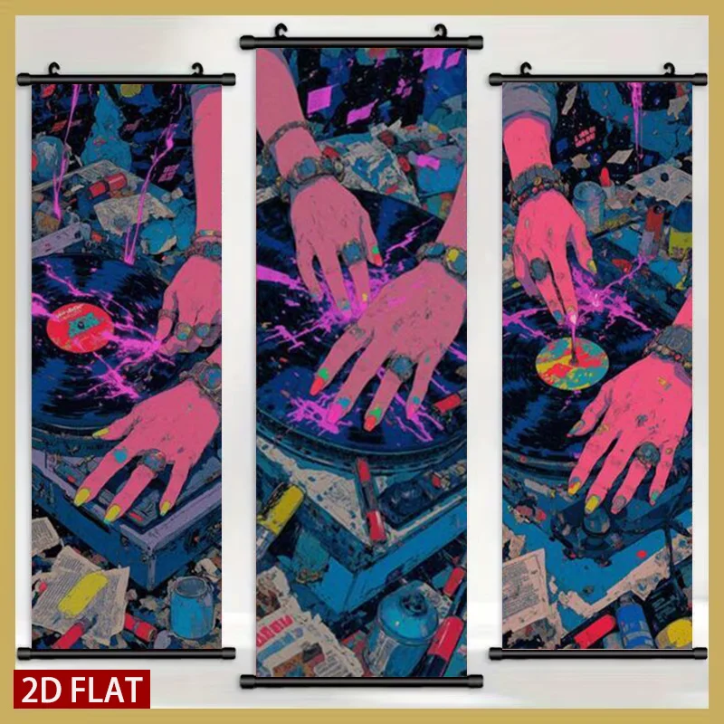 

2D/FLAT-3pcs Психоделический пластиковый настенный декор в виде проигрывателя DJ-дисков, подходит для украшения гостиных, спален и офисов