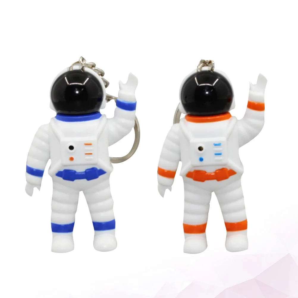 2 Pcs LED Astronaut Keychains Sound Unique Design Material Perfect Bag Key Decoration Birthday Gift Toy