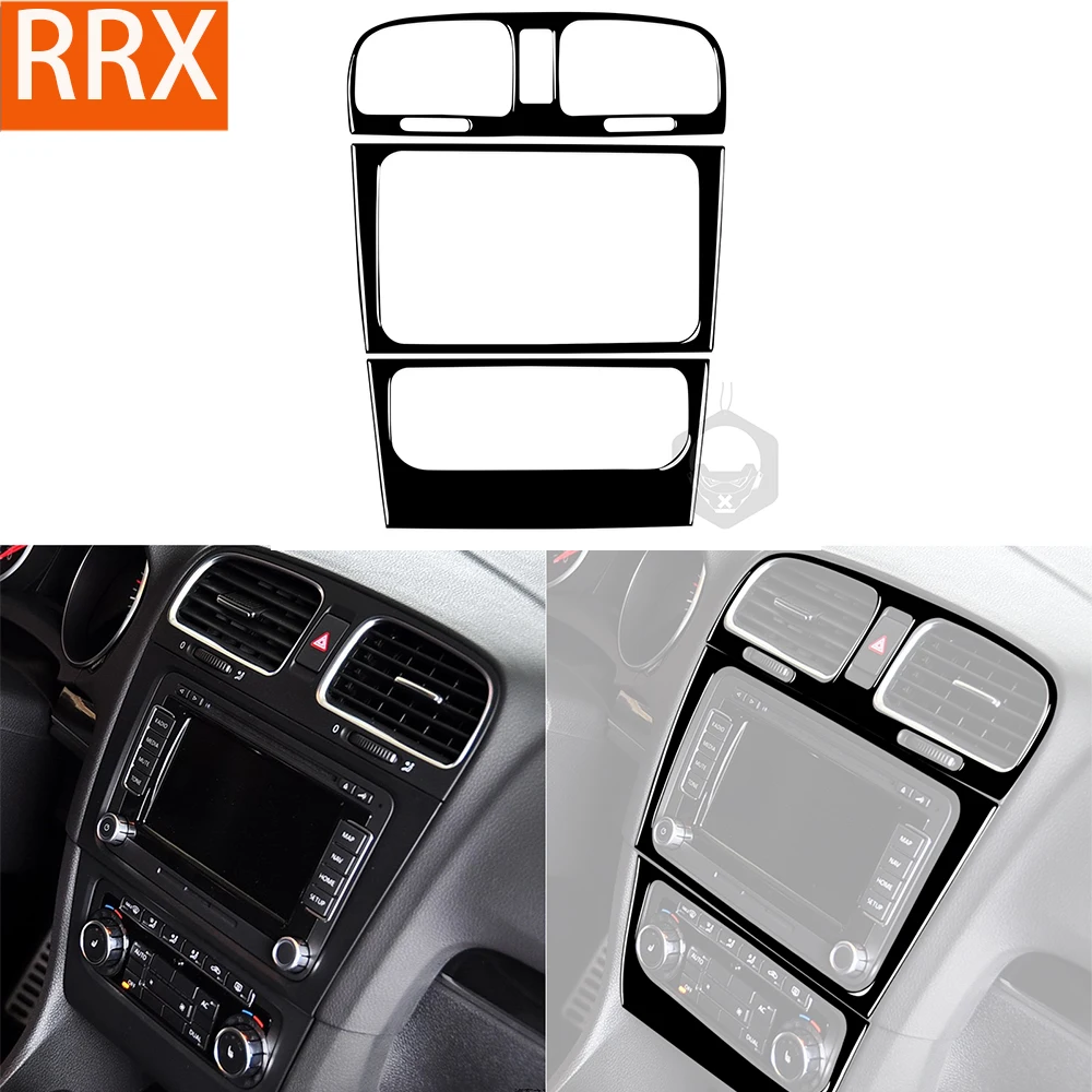 For Volkswagen Golf 6 GTI R MK6 2008 2009 2010 2011 2012 Center Console Dashboard Panel Set Piano Black Stickers Car Accessories