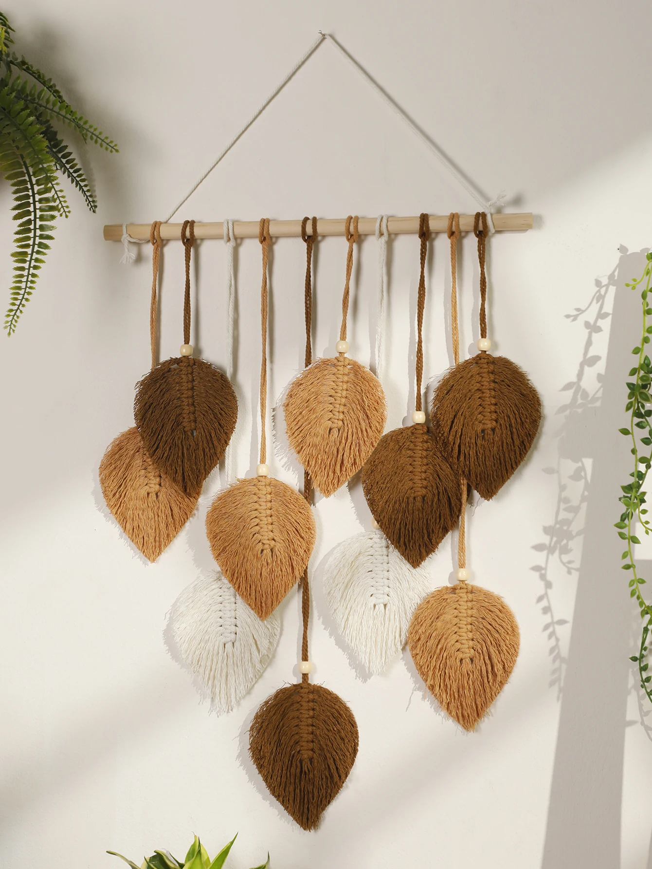 Hand Woven Green Leaf Macrame Tapestry Home Decoration Boho Wall Decor Nordic  Room Pendant Wall Hanging Decors Aesthetic Crafts