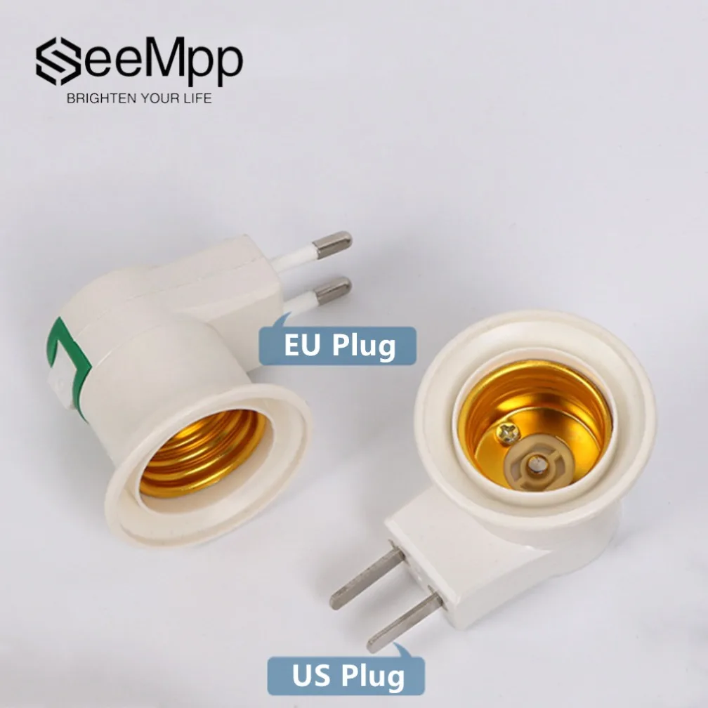 E27 LED Light Socket to EU US Plug Holder Adapter Converter ON/OFF Lamp Holder Energy Saving Led Base Lamp Base For Bulb Lamp