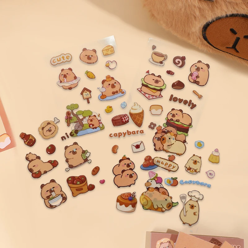 

5PCS Kawaii Capybara Cartoon Stickers DIY Decoration Hand Account Album Diary Notebook Waterproof Stickers Children Toys Gifts