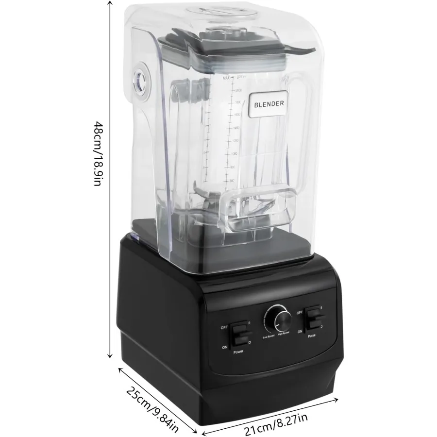 خلاط عازل للصوت هادئ 110 فولت 2200 وات 2.2 لتر صانع عصير فواكه من الدرجة التجارية مع حاوية صوت محمية لفعال #2