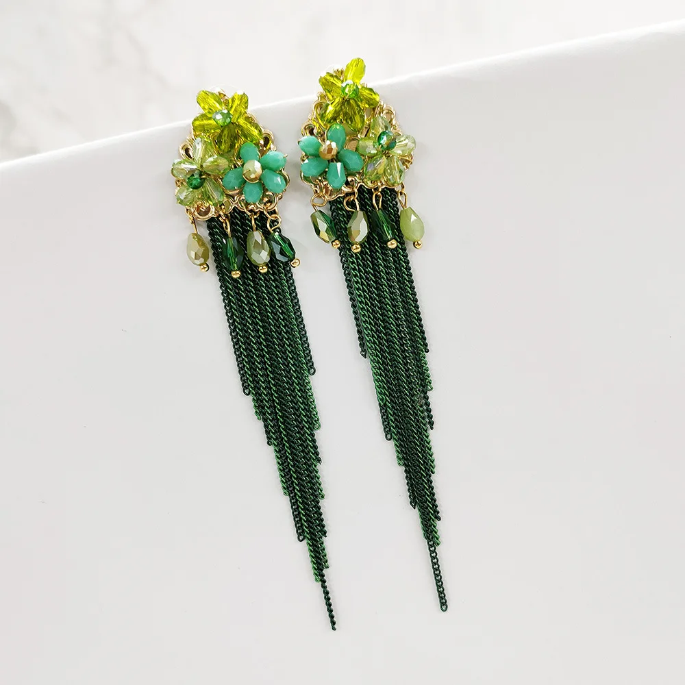 

Bohemian Handmade Exaggerated Long Fringe Earrings Ethnic Holiday Jewelry Women