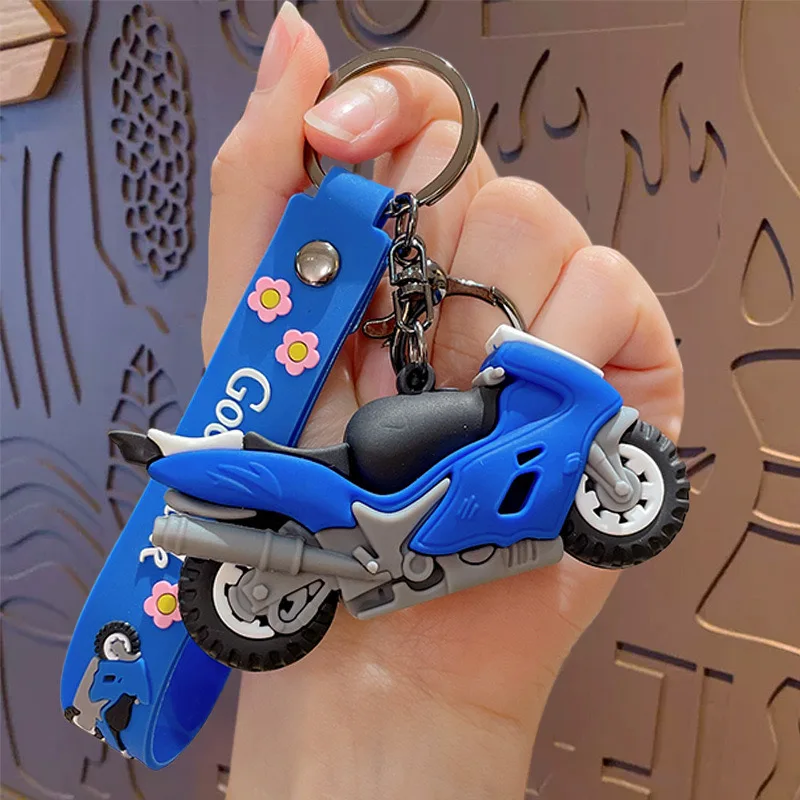 Stilvoller Motorrad-Schlüsselanhänger, Unisex, Tropfharz, 5-Farben-Lokomotive, coole Karte, Autoschlüssel, Rucksack, runder Ring, Junge, tägliche Dekoration