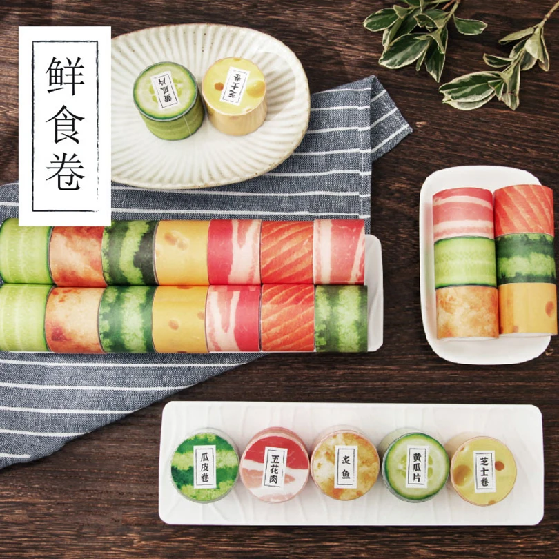 Food Washi Tape Scrapbooking Supplies Washitape Simulated Meat Journaling Supplies Cinta Adhesiva Decorativa Masking Tape