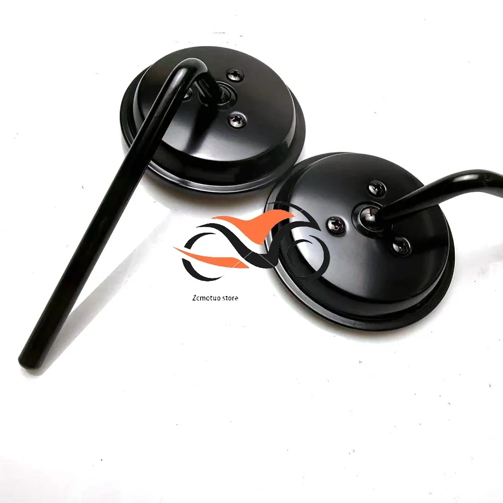 Par de espelhos retrovisores para guidão de motocicleta, redondos, convexos, 22-25mm, preto, retrô, para harley honda chopper cruiser cafe racer