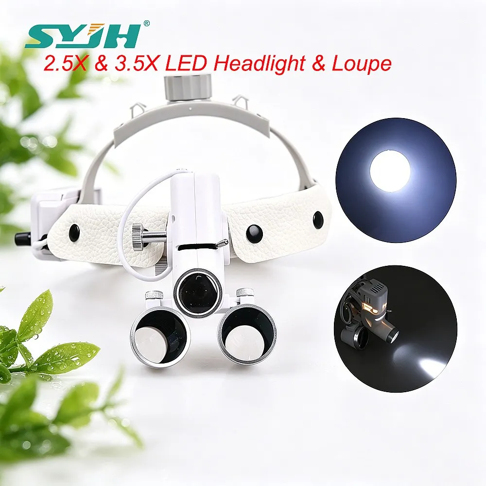 Dentals 2.5X 3.5X LED Binocular Loupes 5W 65000lux Adjustable Headlight Surgical Magnifier