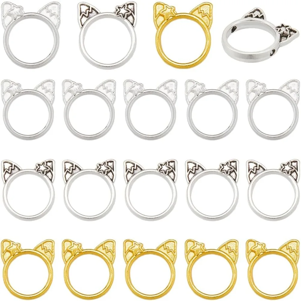 

1 Box 90Pcs 3 Colors Metal Frame Beads Cat Ear Beads Bulk Hollow Connector Link Charm Beading Frames Spacers