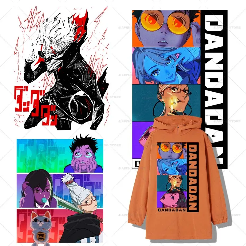 DAN DA DAN Patch Iron on Transfers for Clothing Hot Anime Heat Thermal Stickers Applique on Clothes T-shirt Bag Badge Washable