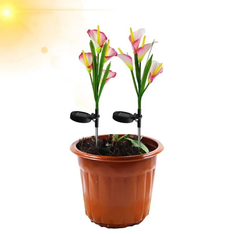 

2pcs Calla Lily Solar Pile Light Solar Garden Light Outdoor Terrace Porch Backyard Garden Passage Decoration