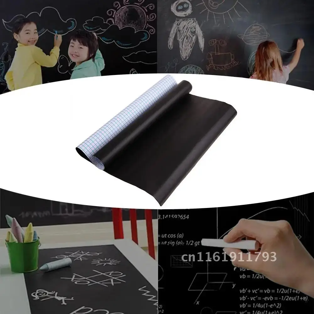 Autocollant imperméable pour tableau noir en PVC, 200x60cm, tableau d'écriture mobile pour enfants, graffiti, autocollant mural pour l'école et la maison