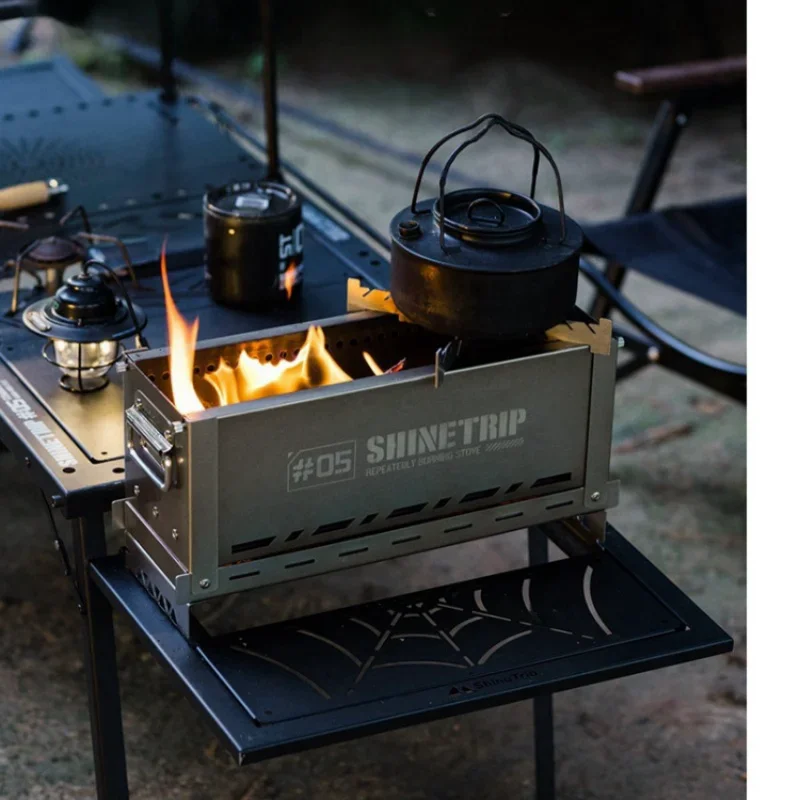 

Camping Brazier IGT Half-Unit Charcoal Stove Multi-Functional Stainless Steel Outdoor Foldable Firewood Burner Campfire Furnace