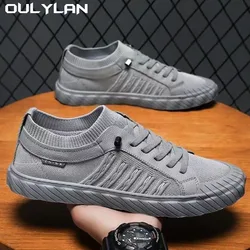 Oulylan Lightweight Round Head Solid Colour Non-slip Flats Walking Shoes Male Men's Breathable Sneakers Summer Casual