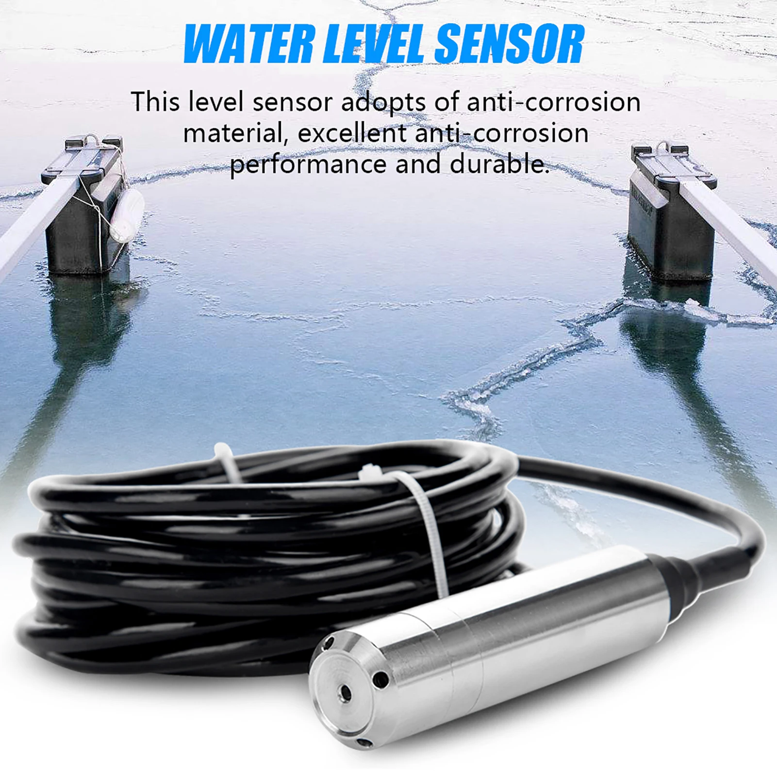 Sensor de nível líquido tipo lançamento dc24v 4-20ma, para detecção de 0-5m de profundidade de alcance, sensor de nível de água, transmissor de nível 4-20ma