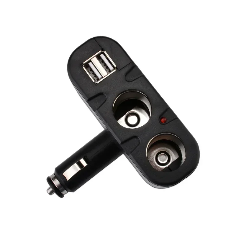 New DC 12V 60W Car Cigarette Lighter 2 Way Dual  USB Adapter Charger Plug 90 Degree Foldable for Car SUV Off-road Vehicle 1pcs