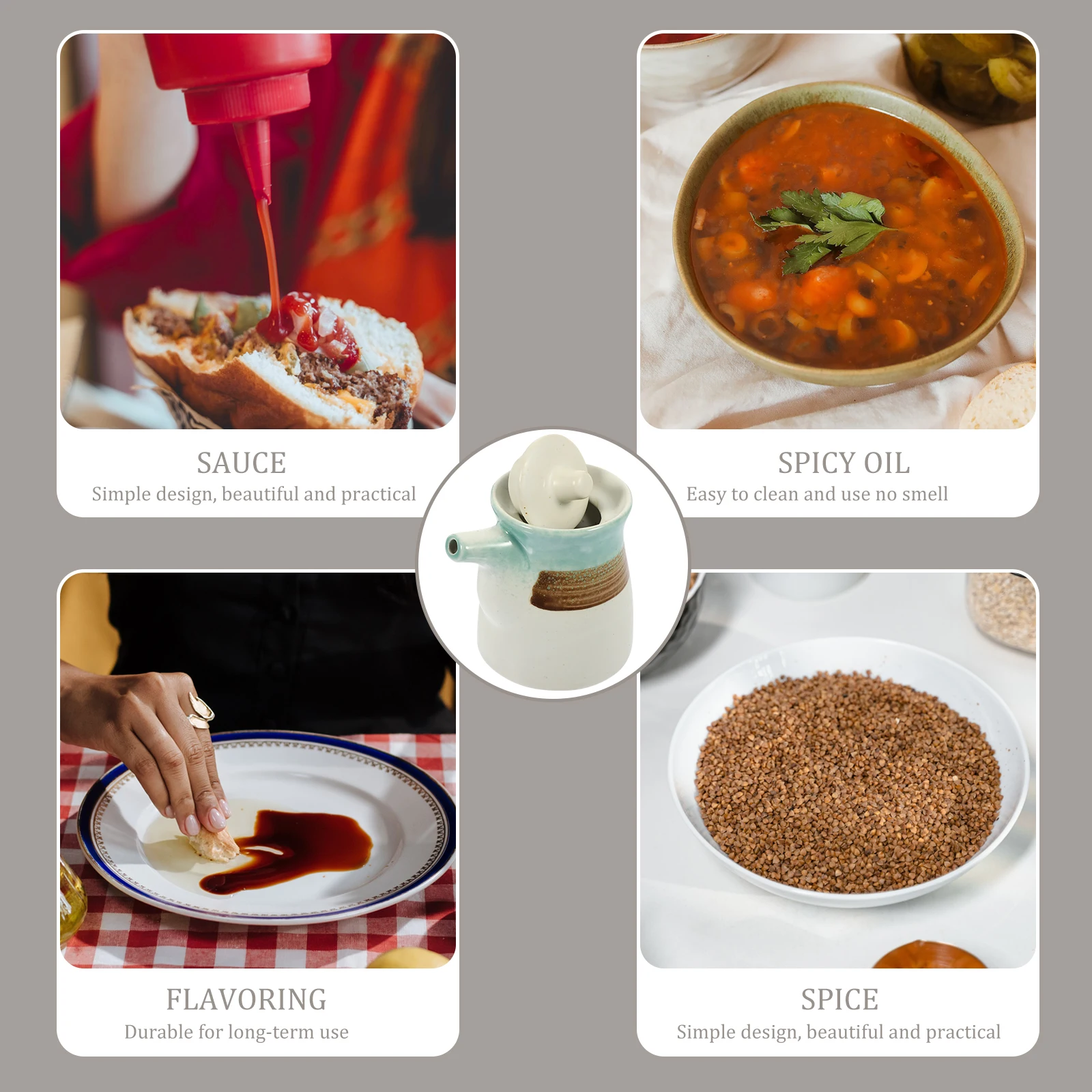 

Elegant Japanese Style Ceramic Condiment Pot Soy Sauce Container Multi-Function Seasoning Bottle Home Restaurant