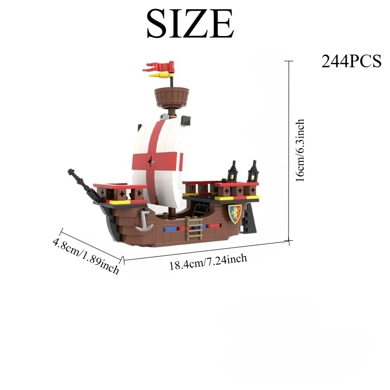 

244PCS Medieval Ship Building Kit - Vintage Sailboat Model for Teens & Adults, DIY Nautical Decor Gift with Guide