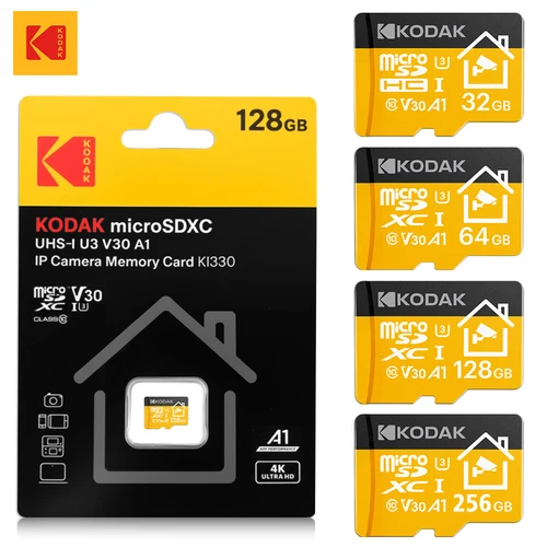 Imagen 1 del producto Tarjeta MicroSD Kodak 2026 Nueva de 32GB 64GB 128GB 256GB, Tarjeta de Memoria Micro SD Ideal para Monitoreo de Seguridad en el Hogar, Teléfonos Móviles y Drones