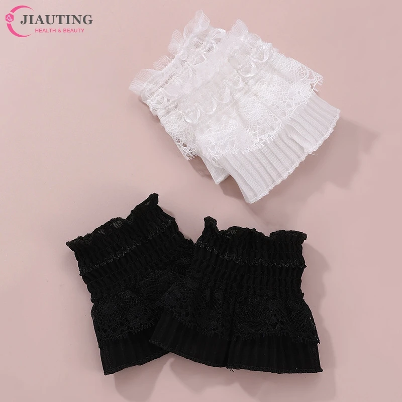 1/2Pcs New Manicure Photo Lace Decorative Cuff Double-Layer Mesh Horn Sleeve Nail Showing Posing Sleeve DIY Background Prop