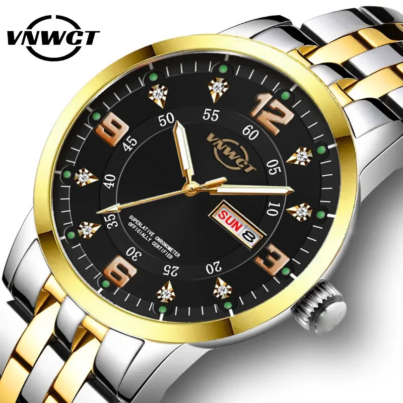 

Luxury Men Watch Stainless Steel Waterproof Date Men's Bump Numbers Quartz Watch Fashion Calendar Clock Male Relogio Masculino