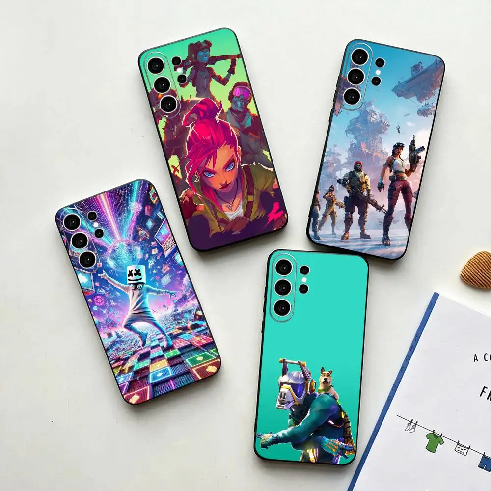 Game F-F-Fortnites Phone Case For Samsung S25,S24,S21,S22,S23,S30,Ultra,S20,Plus,Fe,Note,10,9,5G Black Cover