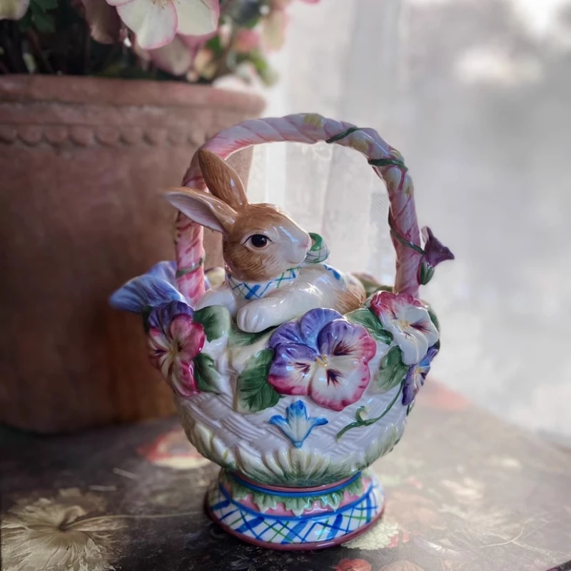 

Rabbit Design Ceramic Teapot Western Style Heat-Resistant Pot for Afternoon Tea Elegant Home Decor French Country Tea Brewer