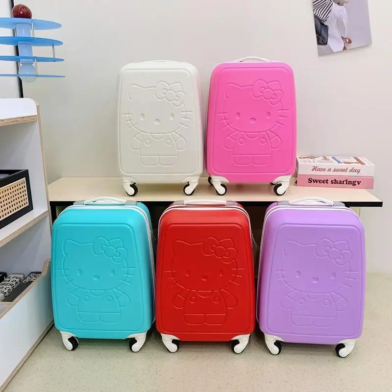 어린이 수하물 상자 만화 헬로 키티 수하물 상자 18 인치 유니버설 휠 여행 부담을 줄이십시오 암호 상자 선물
