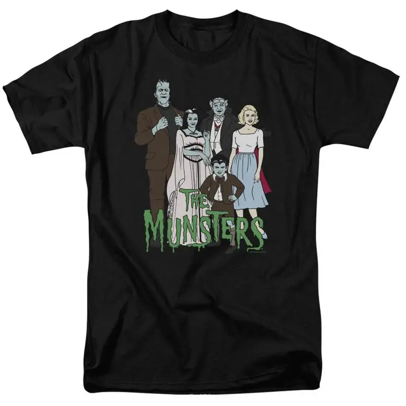 

The Munsters Family T Shirt Mens Licensed Classic TV Herman Lily Black